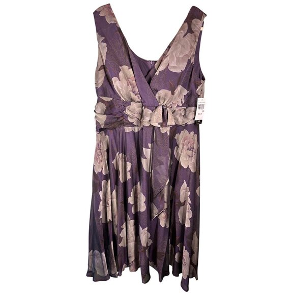 Connected Woman Dresses & Skirts - Purple Floral Sleeveless Dress With Empire Waist Size 20 W Easter Fairy